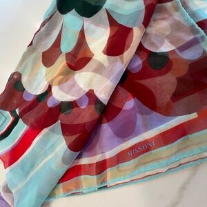 Missoni Multi-Color Floral & Striped Silk Square Scarf